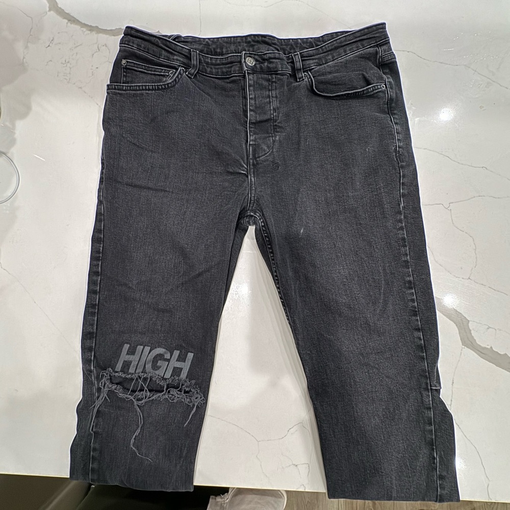 Ksubi Mens Ripped Jeans Washed Black Straight fit 38”